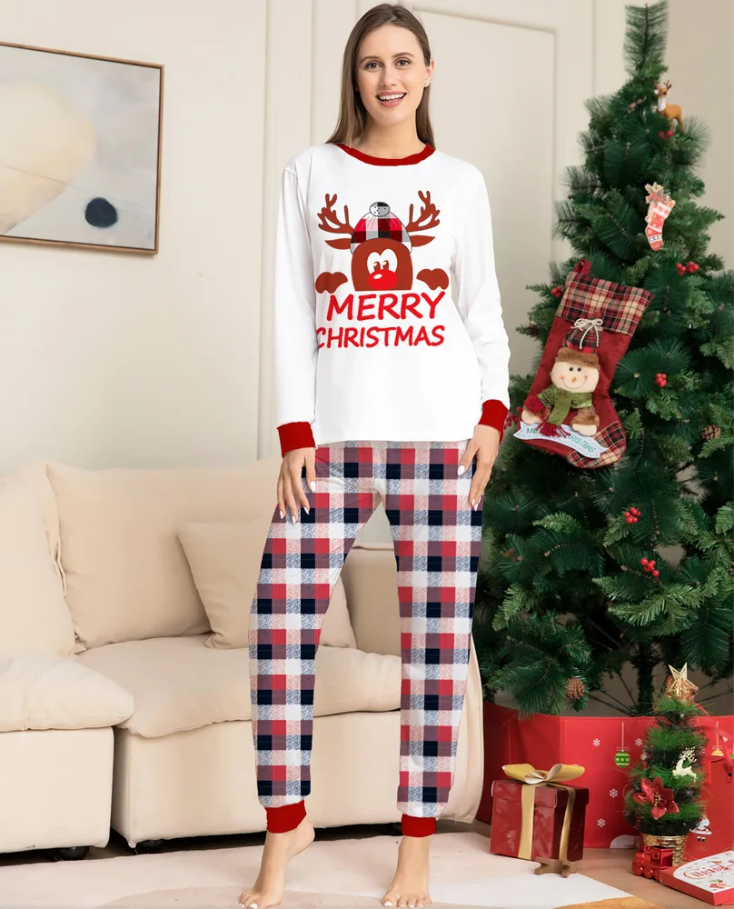New Style Plaid Deer Christmas Parent child Pajama Suit Pictures Mother M - Shop at LoveMi