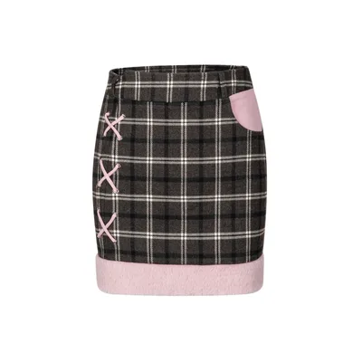 Checker Panel Love High Waist Skirt Skirt M - Shop at LoveMi