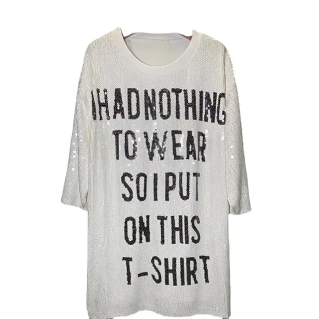 Letter Sequin White T Shirt Women Half Sleeve White - Shop at LoveMi