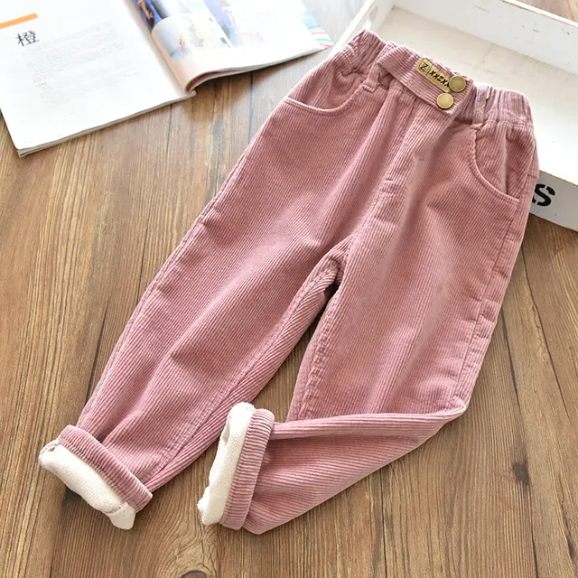 Girls' Winter Velvet Thickened Corduroy Trousers Pink - Shop at LoveMi