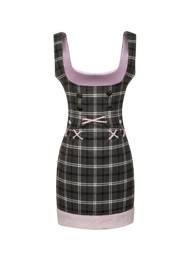 Bubble Sleeve Plaid Dress Spicy Girl Dress - Shop at LoveMi