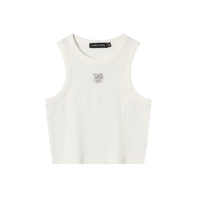 New Solid Color Slim Round Neck Sleeveless Vest For Women White - Shop at LoveMi