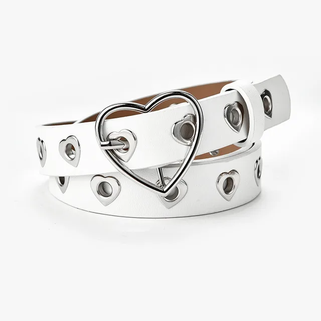 Women's Fashion Love Button Decorative Jeans Belt White - Shop at LoveMi