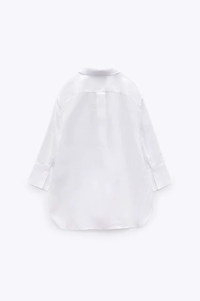 Western Style Loose Linen Shirt With Long Sleeves White - Shop at LoveMi