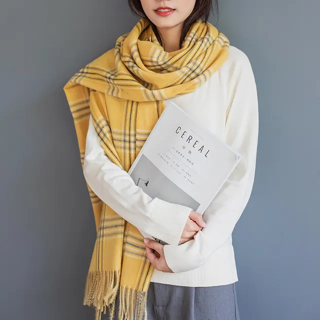 Fashion Warm Cashmere Scarf In Autumn And Winter 0338Yellow Color - Shop at LoveMi
