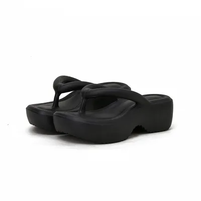 Oversized Women's Thick Bottomed Ins Tide EVA Outdoor Beach Sandals Black - Shop at LoveMi