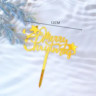 Christmas Single And Double Layer Acrylic Baking Cake Decoration - Golden Pentagram