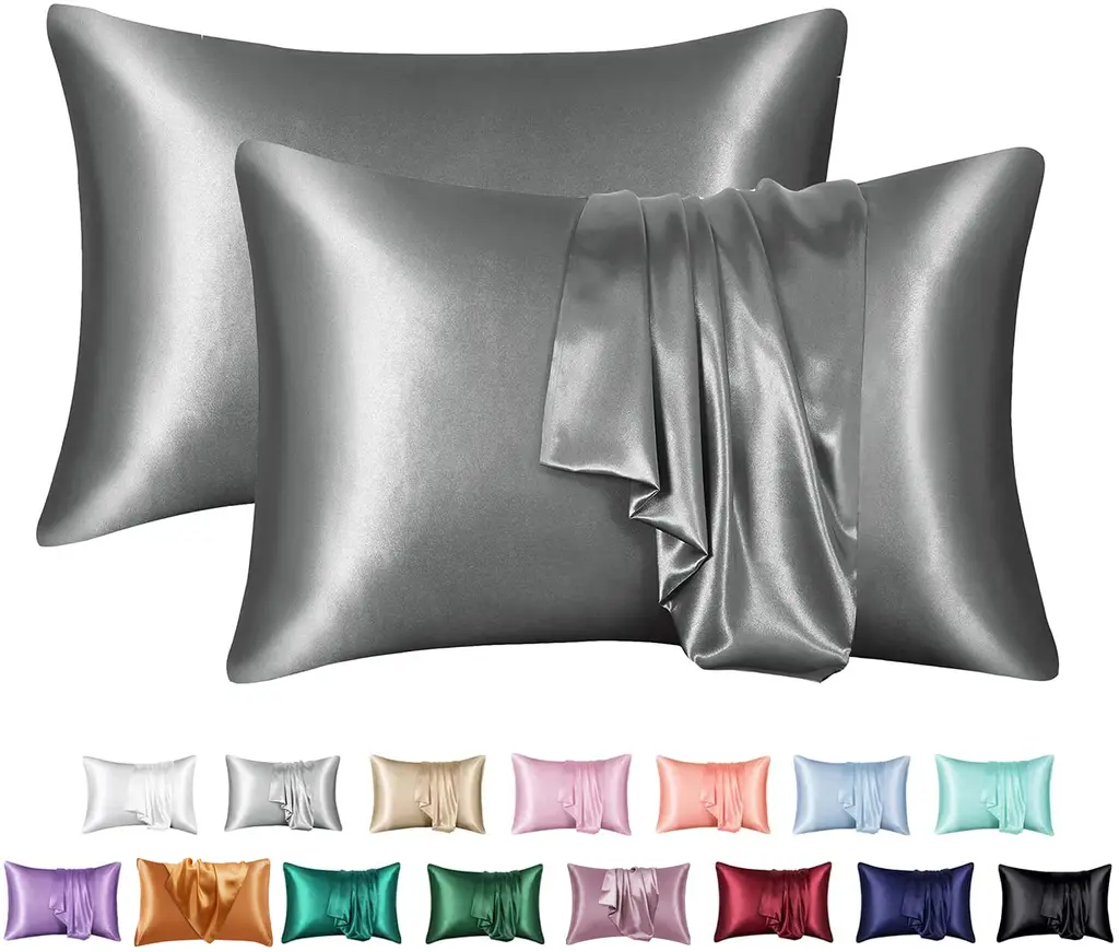 Silk Solid Colour Satin Pillowcase Envelope Pillow - Dark Grey