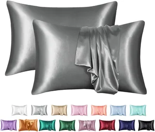 Silk Solid Color Satin Pillowcase Envelope Pillow - Dark Grey