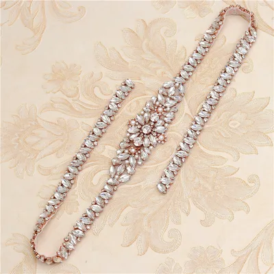 Rhinestone Applique Wedding Dress Waist Jewelry Rose Gold - Shop at LoveMi
