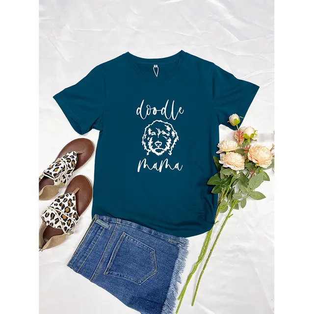 Women's Round Neck Short sleeved T shirt Blue - Shop at LoveMi
