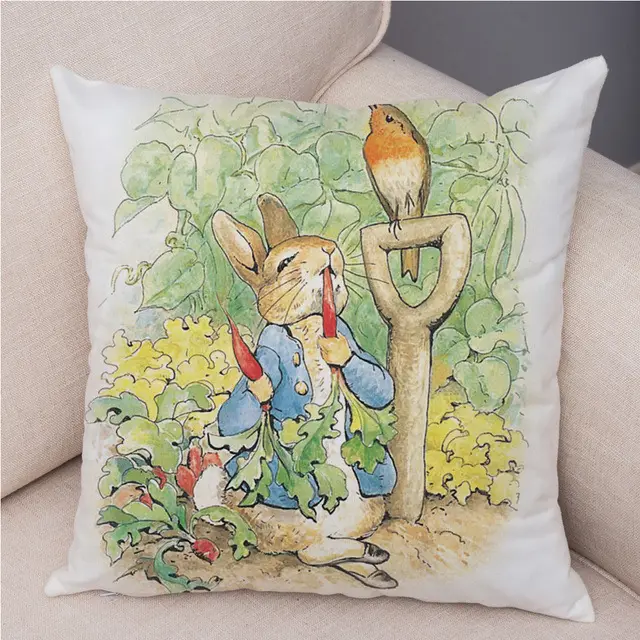 Cartoon Rabbit Peach Skin Fabric Pillow Cover Home Decoration Sofa Cushion Cover Seat Cover Easter 8 Colors - Shop at LoveMi