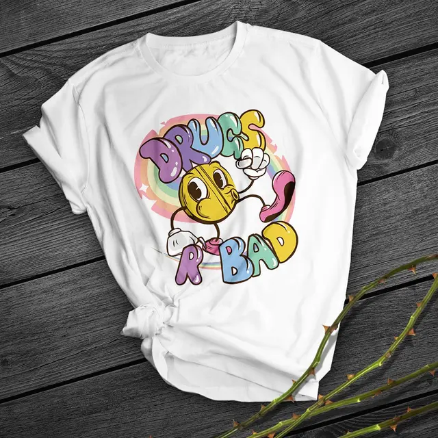 Simple And Creative Printing Short Sleeve White - Shop at LoveMi