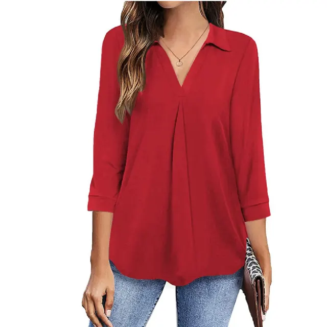 Women's Pullover V neck Tops Red - Shop at LoveMi
