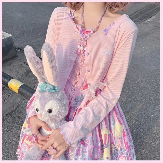 Sweet Thin Cardigan Girly Gentle With Wind Outside Pink X Purple Cardigan - Shop at LoveMi