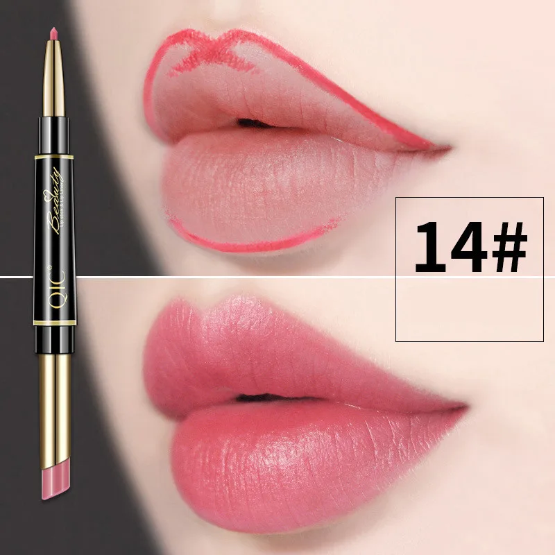 Double Head Lipstick Pen Waterproof And Makeup Holding - Coral Pink