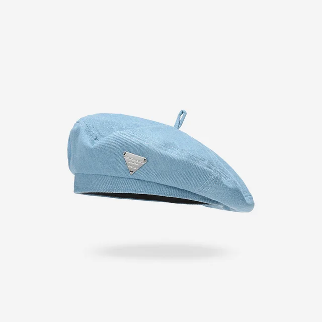 Japanese Ins Cowboy Beret Female Vintage Metal Light Blue - Shop at LoveMi
