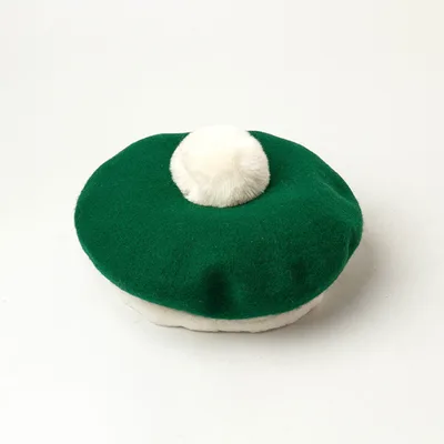 Cute Warm Bud Hat With Hair Ball Green - Shop at LoveMi
