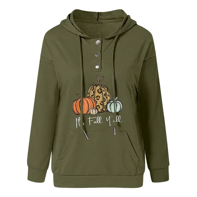 Loose Casual Hooded Drawcord Pocket Button Guard Dark Green - Shop at LoveMi