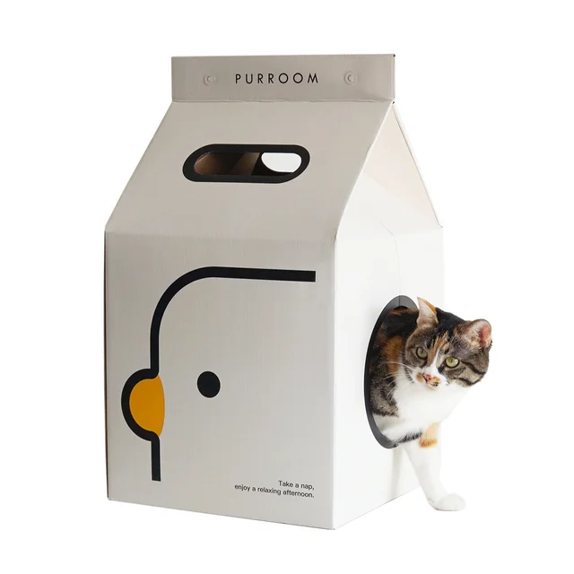 Corrugated Cardboard Box Wear resistant Cat Catching Toy White House - Shop at LoveMi