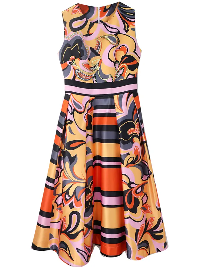 French style Beautiful Print Slim Waist Dress Colours - Shop at LoveMi