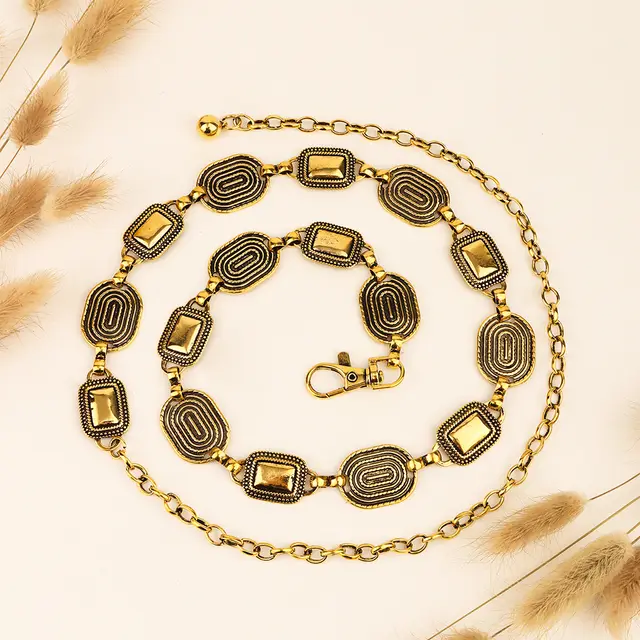European And American Cross Border Waist Chain Ladies Boho Style Fashion Versatile Belt Thin Metal Chain Decorative Skirt Gold - Shop at LoveMi