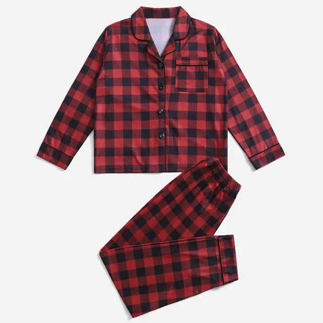 Christmas Family Parent child Striped Pajamas Housewear Suit Checkered Children - Shop at LoveMi