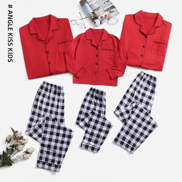 Christmas Family Parent child Striped Pajamas Housewear Suit Color Contrast Men - Shop at LoveMi