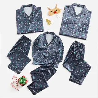 Christmas Family Parent-child Striped Pajamas Housewear Suit - Snowflake Men