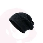 Loose Soft Crochet Wool Hat For Women - Black