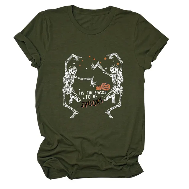 Women's Letter Skull Print Short Sleeve T Shirt Styles14 - Shop at LoveMi
