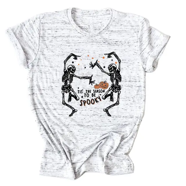 Women's Letter Skull Print Short Sleeve T Shirt Styles2 - Shop at LoveMi