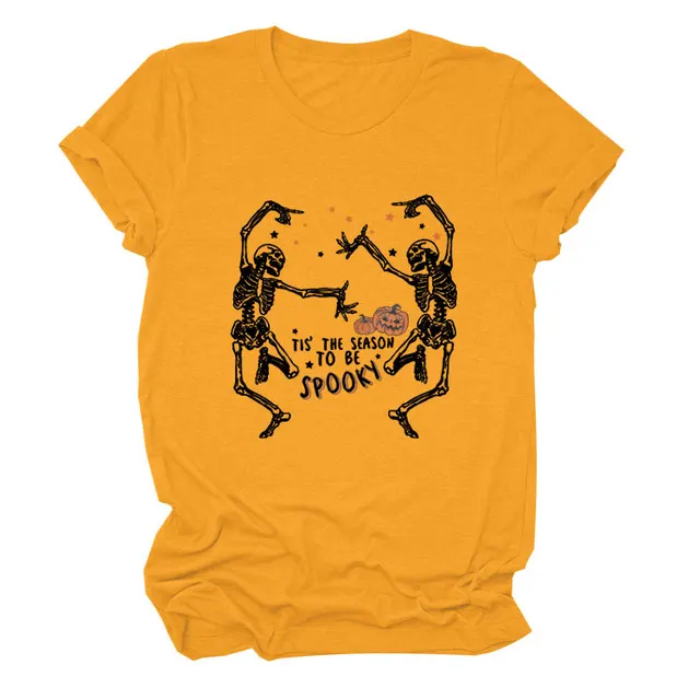 Women's Letter Skull Print Short Sleeve T Shirt Styles5 - Shop at LoveMi