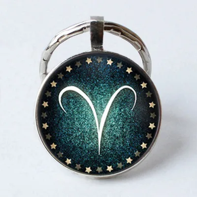 Twelve Constellations 25MM Time Gem Metal Keychain Aries - Shop at LoveMi
