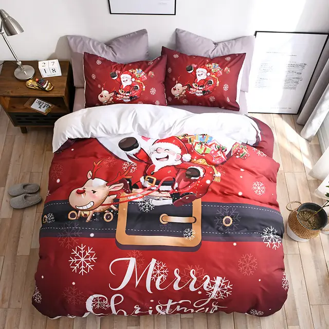 Happy Santa Claus Happy Gift 3D Digital Bed Set Of Three Christmas Gifts - Shop at LoveMi