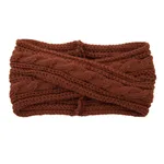 European And American Knitting Twist Cross Wool Hair Band - Retro Orange