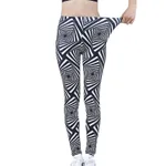 Women's Spring And Summer Thin Printed Leggings - Black And White Vortex