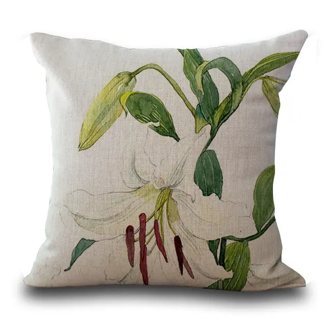 Ink Painting Flowers And Plants Peach Peel Printing Furniture Decoration Pillow Cover P1025 4 - Shop at LoveMi