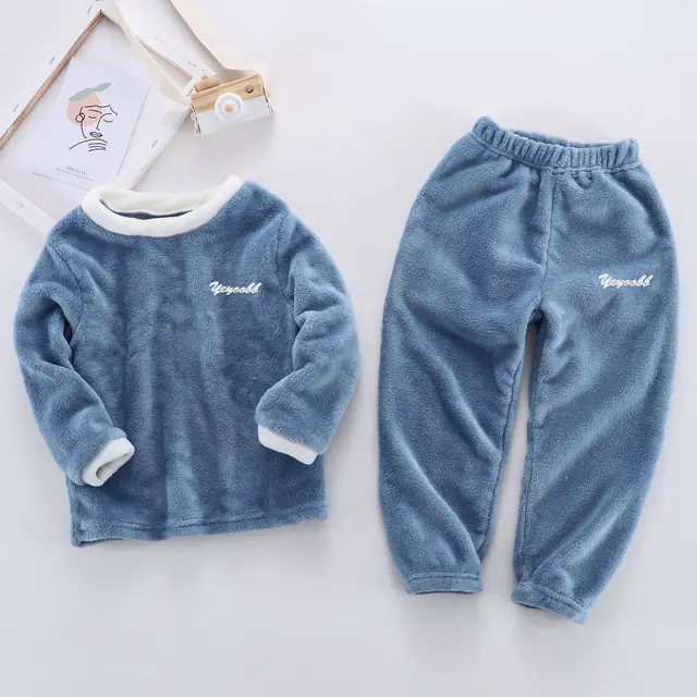 Children's Suits Autumn And Winter Velvet Men And Women Blue - Shop at LoveMi