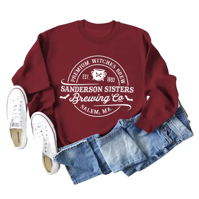 Alphabet Printed Autumn And Winter Bottomed Long Sleeve Wine Red - Shop at LoveMi