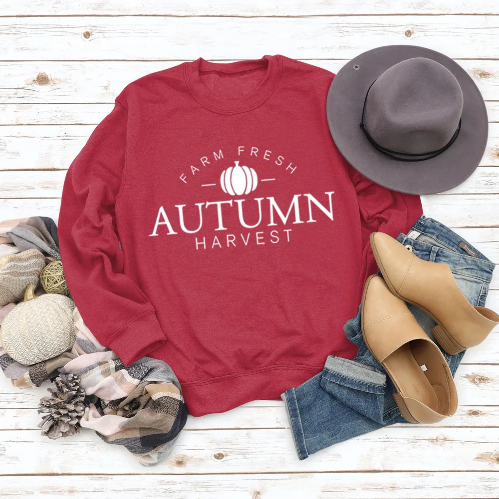 Letter Round Neck Fashionable Loose Long Sleeve Sweater Red Sweater White Font - Shop at LoveMi