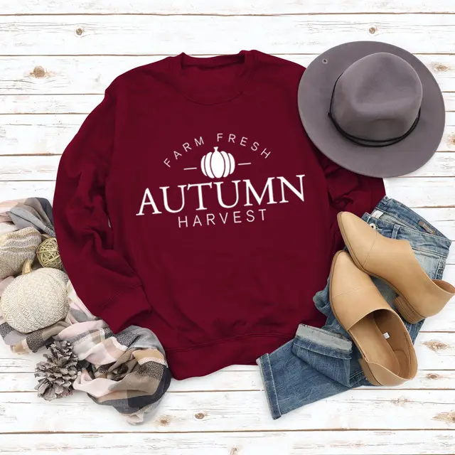 Letter Round Neck Fashionable Loose Long Sleeve Sweater Wine Red Sweater White Font - Shop at LoveMi