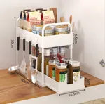 Double Layer Pull Out Seasoning Rack - White