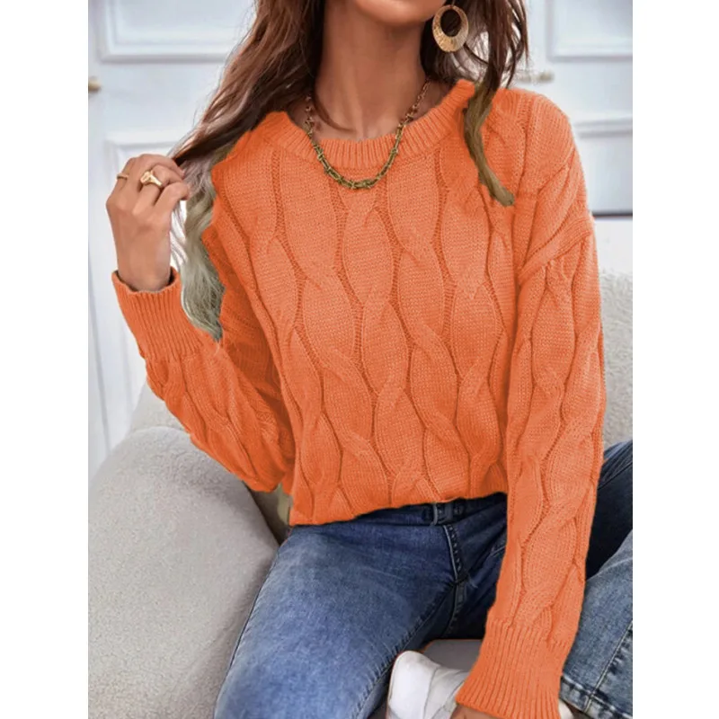 Women's Autumn And Winter Loose Knitting Pullover Sweater Coat Orange - Shop at LoveMi