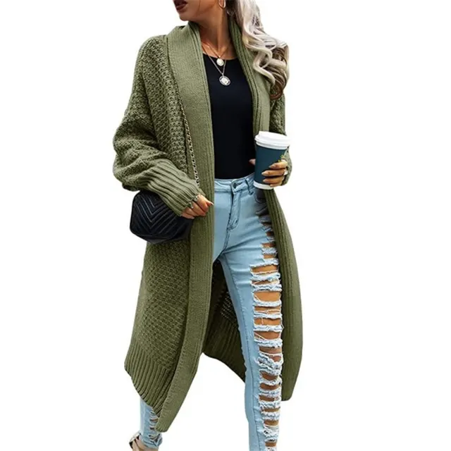 New Fashion Long Cardigan Bat Sleeve Sweater Coat Women Army Green - Shop at LoveMi