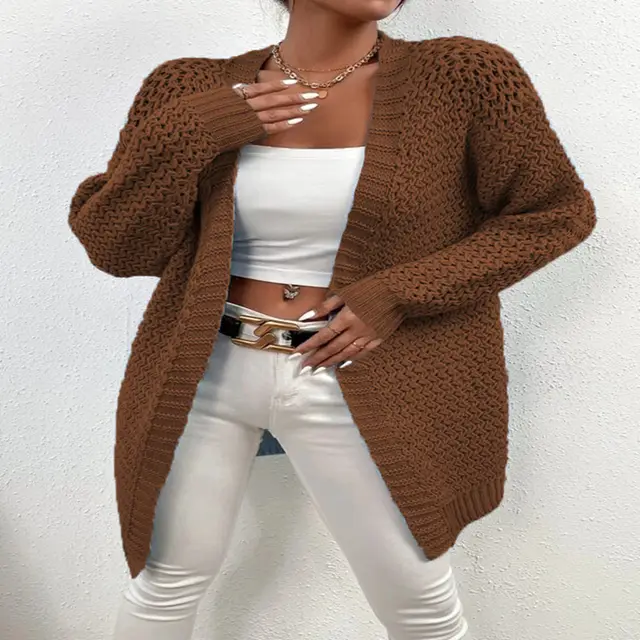 Women's Sweater Sweater Slim Cardigan Coat Caramel Color - Shop at LoveMi