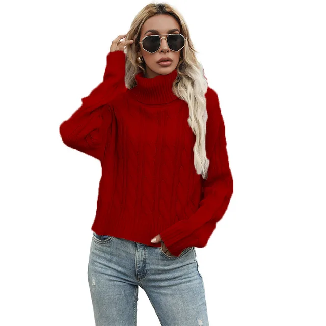 Women's New Large Loose Pullover Sweater Wine Red - Shop at LoveMi