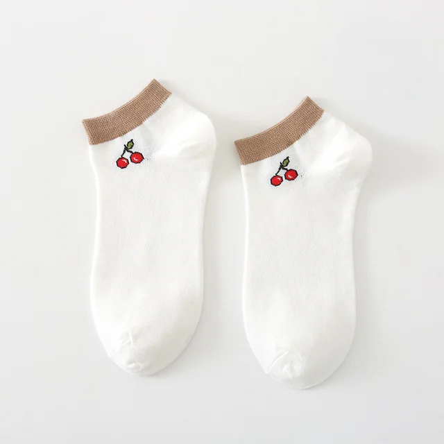 Sweat absorbing And Breathable Cotton Socks Cherry - Shop at LoveMi