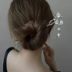 Flower Tassel Hairpin Women's High Sense - Silver
