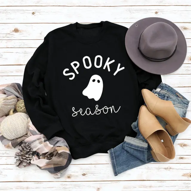 Loose Letters Autumn And Winter Round Neck Sweater Ladies Black Sweater White Font - Shop at LoveMi
